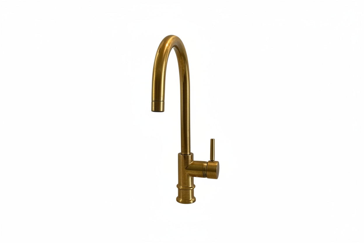 Unlacquered Brass Single hole bathroom sink faucet - Brasska