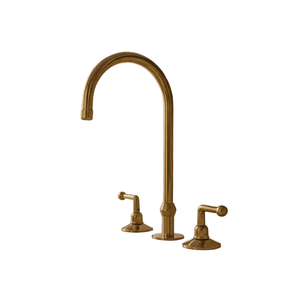 Unlacquered Brass Three Hole Vanity Faucet - Brasska