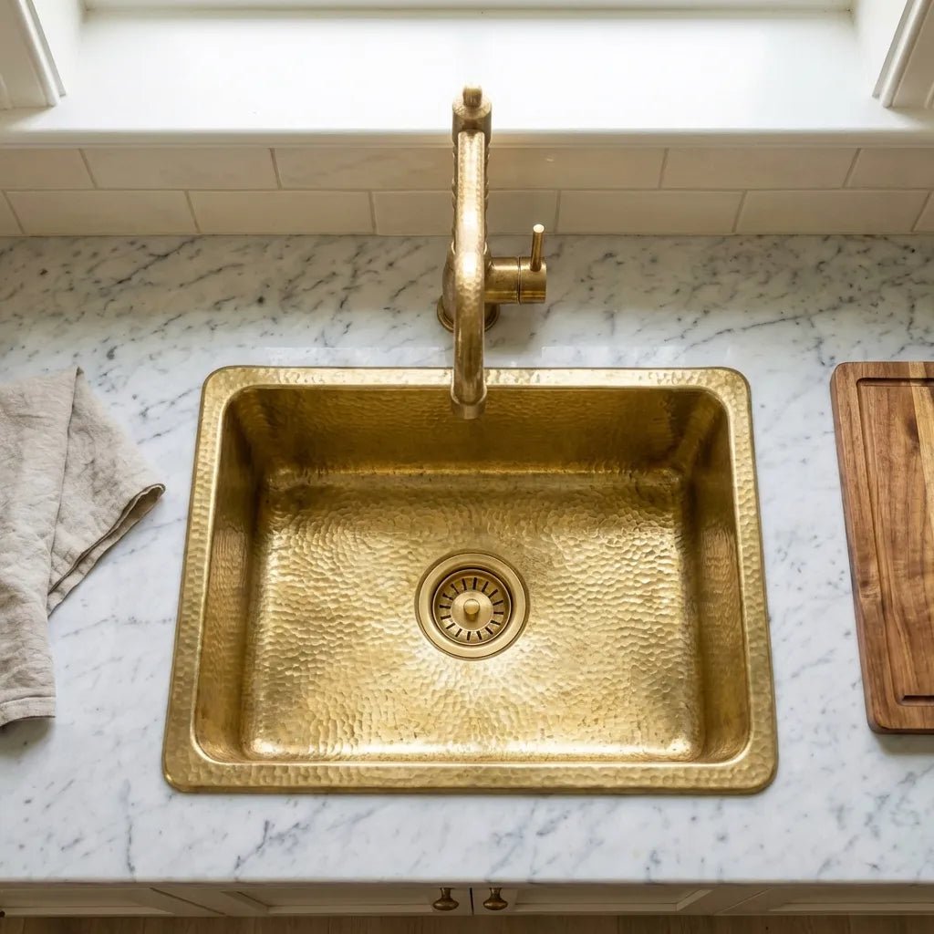 Unlacquered Brass Undermount Bar sink Including drain - Brasska