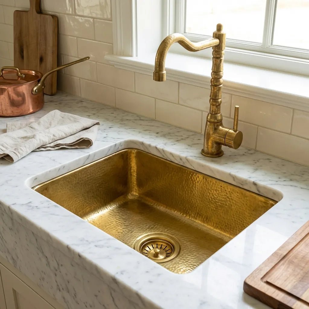 Unlacquered Brass Undermount Bar sink Including drain - Brasska