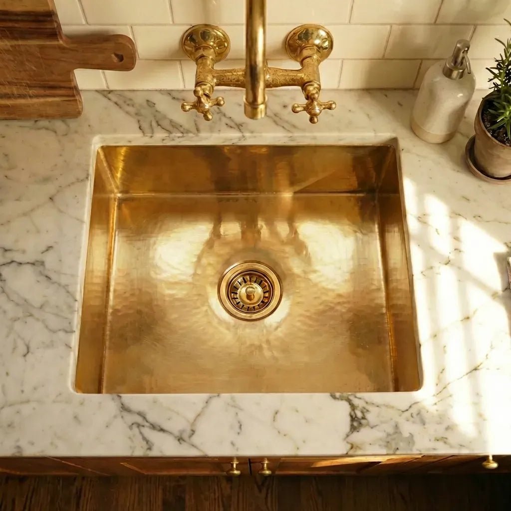 Unlacquered Brass Undermount Single Bowl Kitchen Sink - Brasska