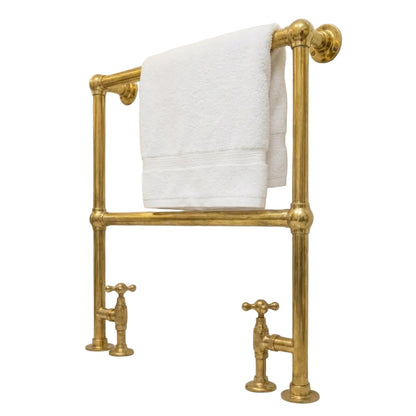 Unlacquered Brass Vertical Traditional Towel Rail Radiator - Brasska