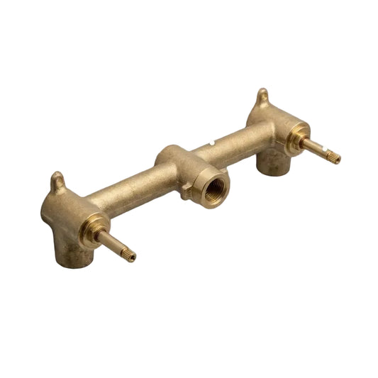 Unlacquered Brass Wall Mount Bathroom Faucet – Vintage Lever Handle Design - Brasska