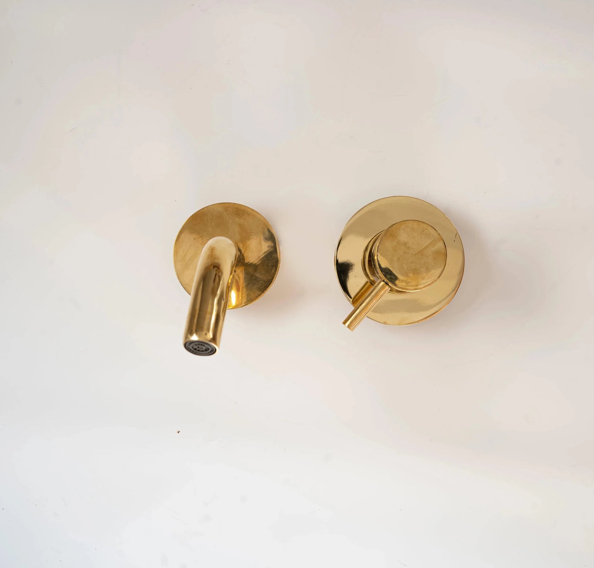 Unlacquered Brass Wall Mount Single Handle Mixer Bathroom Faucet - Brasska