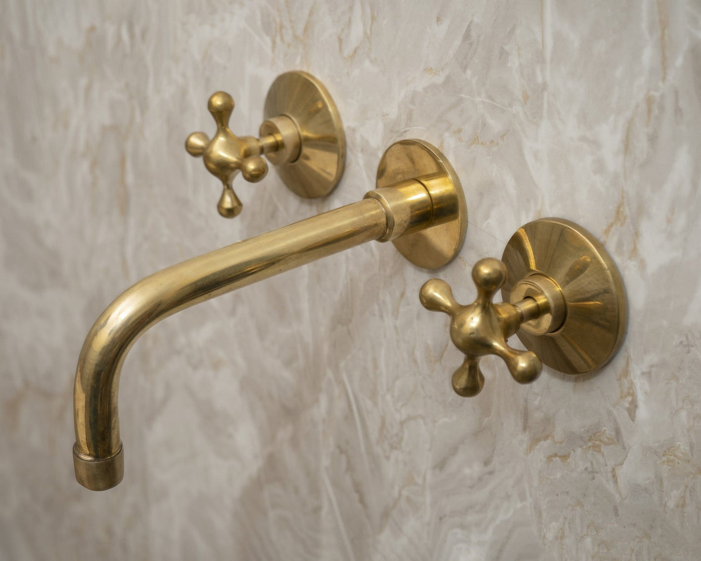 Unlacquered Brass Wall Mounted Bath Faucet - Brasska