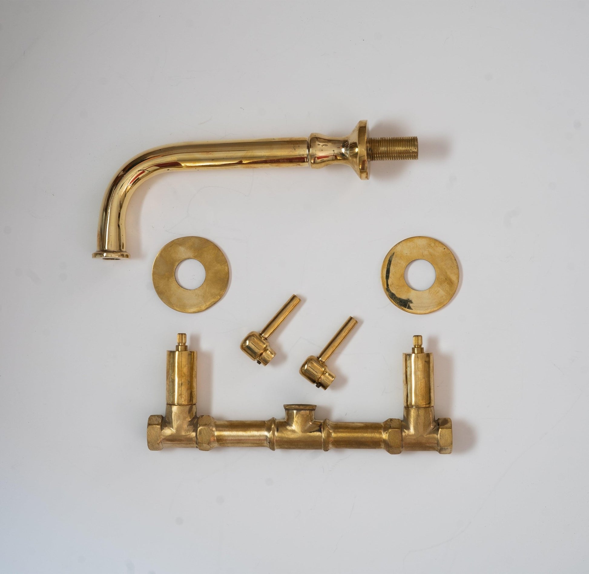 Unlacquered Brass Wall Mounted Bathroom Faucet - Brasska