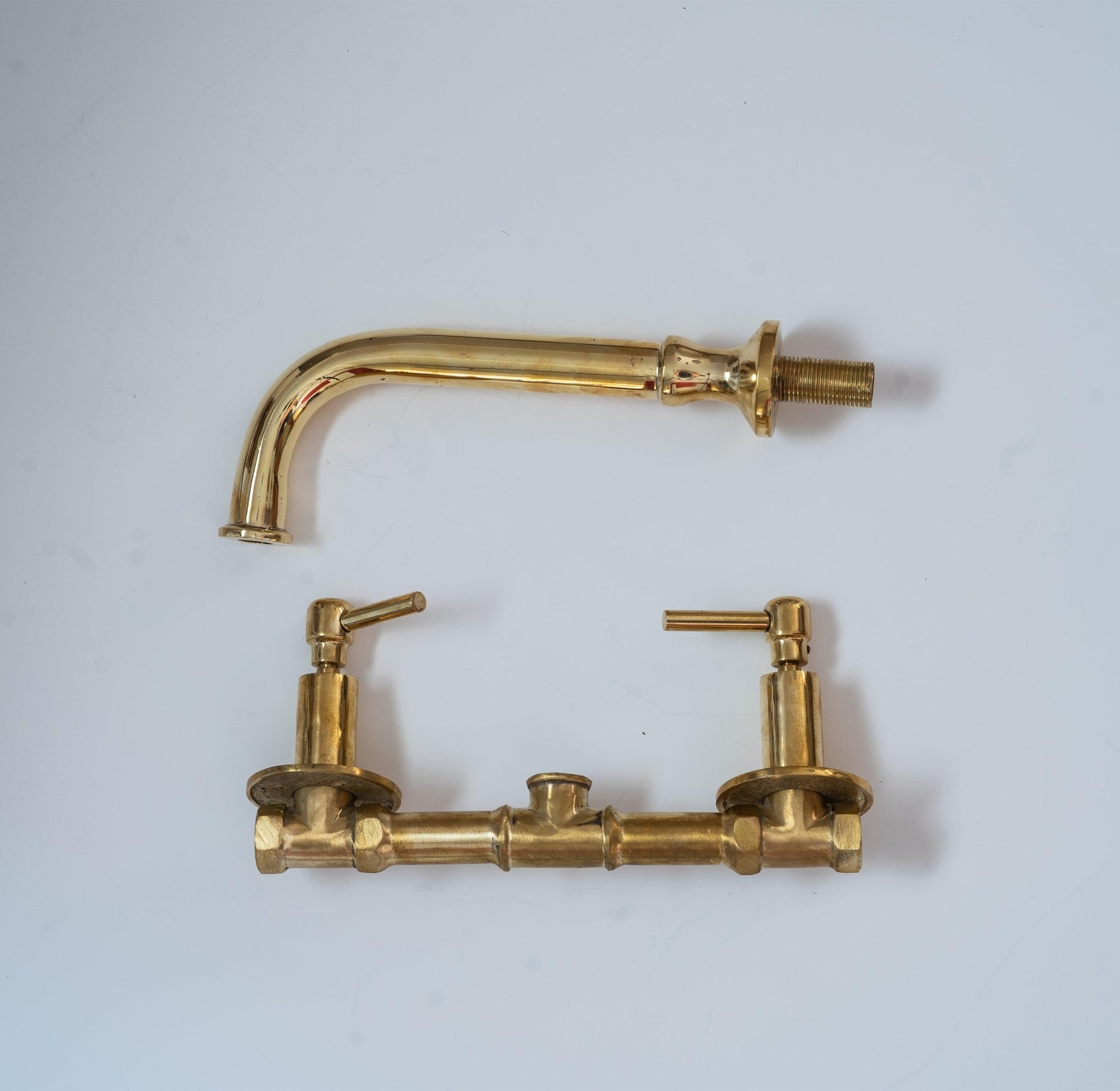 Unlacquered Brass Wall Mounted Bathroom Faucet - Brasska