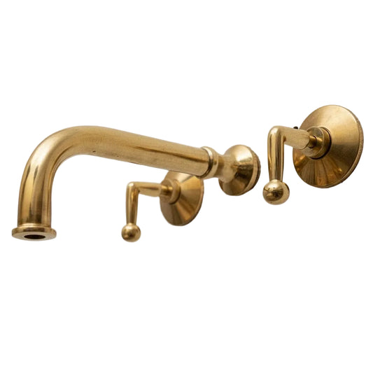 Unlacquered Brass Wall Mounted Bathroom Faucet - Brasska
