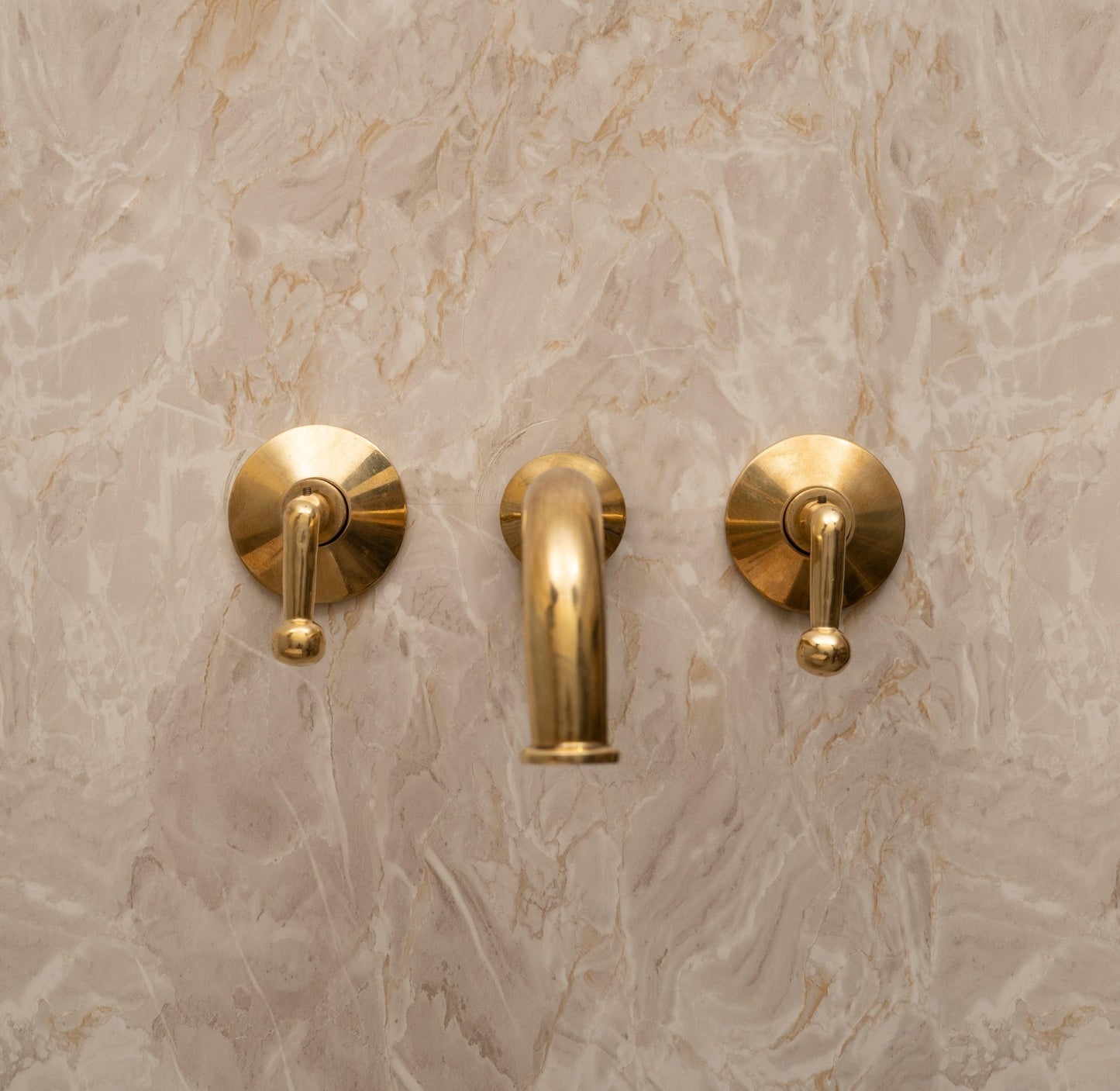 Unlacquered Brass Wall Mounted Bathroom Faucet - Brasska