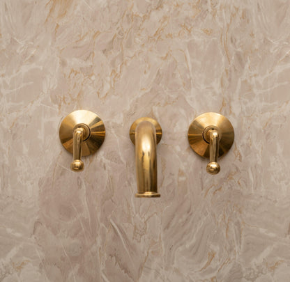Unlacquered Brass Wall Mounted Bathroom Faucet - Brasska