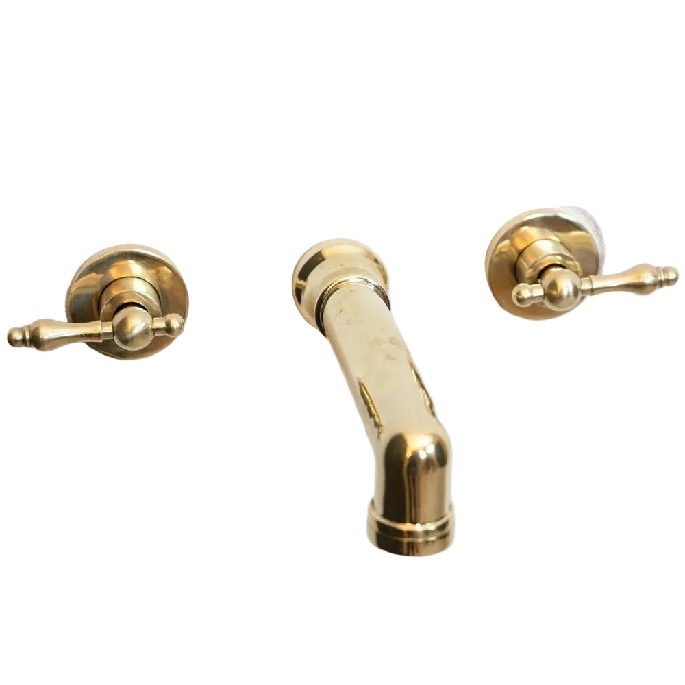 Unlacquered Brass Wall Mounted Faucet With Lever Handles - Brasska