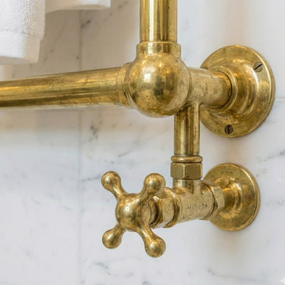 Unlacquered Brass Wall Mounted Towel Warmer Rail - Brasska
