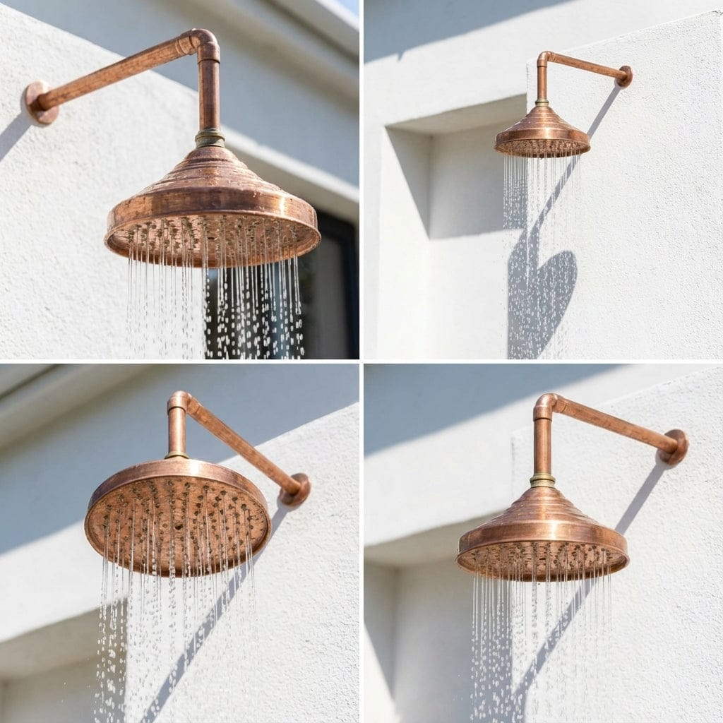 Unlacquered Copper Showerhead - Natural Copper Rain Shower Head - Brasska