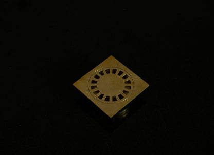 Unlacquered Hammered Brass Square Shower Drain with Removable Cover - Brasska