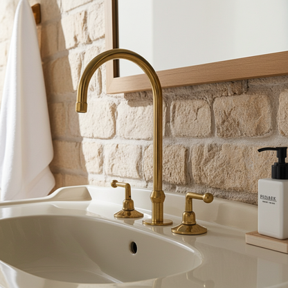 Unlacquered Brass Three Hole Vanity Faucet