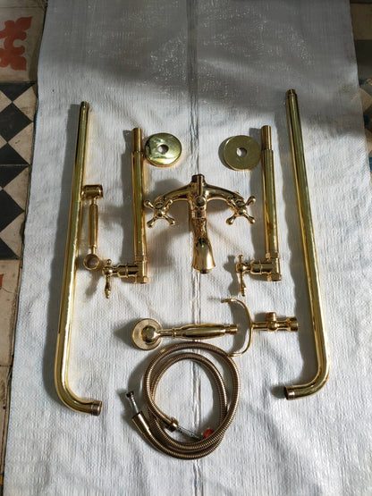 Unlaquered Brass Freestanding Tub Filler Faucet - Brasska
