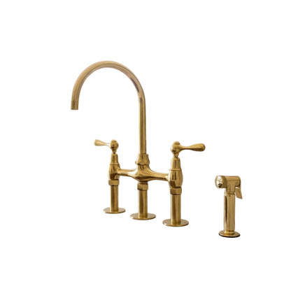 Unpainted Brass 3 Holes Bridge Faucet - Brasska