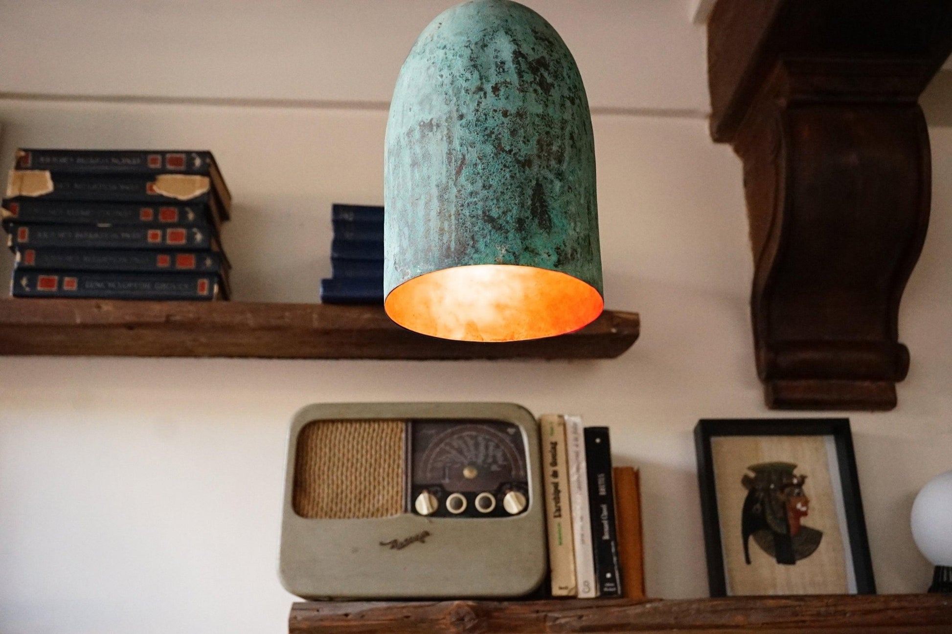 Verdigris Patina Copper Farmhouse Kitchen Island Pendant Light - Brasska