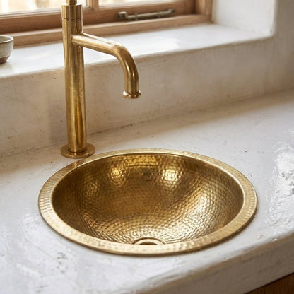 Victorian Style Brass Bathroom Faucet – Unlacquered Solid Brass Sink Tap - Brasska