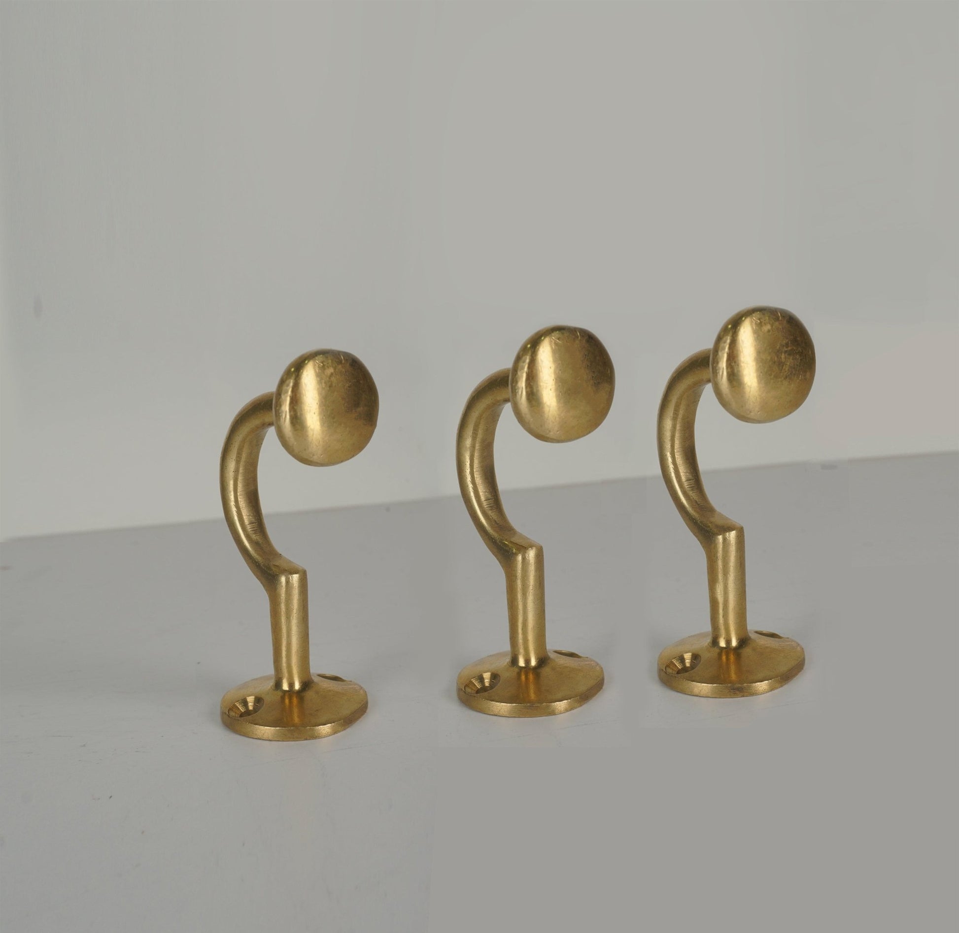 Vintage Brass Coat Hooks , Set of Brass Hooks for wall - Brasska