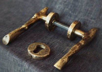 Vintage Brass Door Handle Tree Branch Style Handcrafted Solid Brass - Brasska