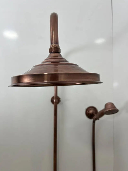 Vintage Brass Shower System – Wall Mounted with Rainfall & Handheld Shower - Brasska