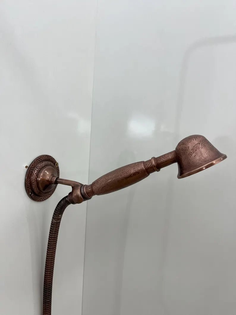 Vintage Brass Shower System – Wall Mounted with Rainfall & Handheld Shower - Brasska