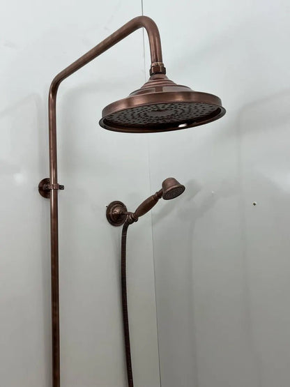 Vintage Brass Shower System – Wall Mounted with Rainfall & Handheld Shower - Brasska