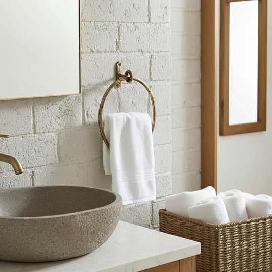 Vintage Brass Towel Ring – Handmade Round Wall Mounted Bathroom Holder - Brasska