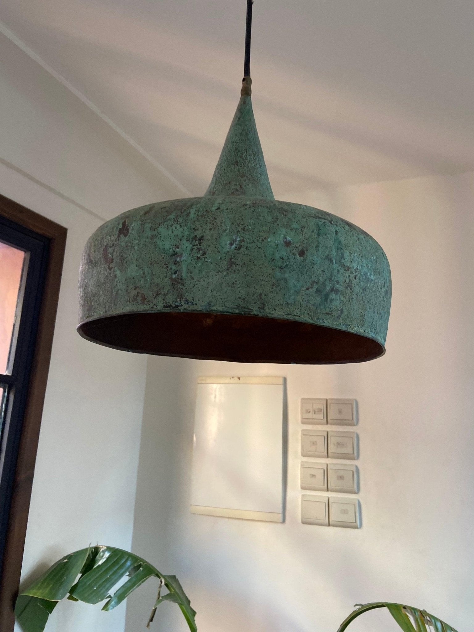 Vintage Oxidized Copper Pendant Light - Brasska