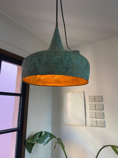 Vintage Oxidized Copper Pendant Light - Brasska