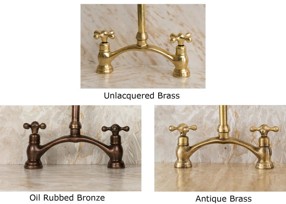 Vintage Red Copper Kitchen Faucet with dual cross handles, crafted from brass, ideal for traditional kitchen sinks.