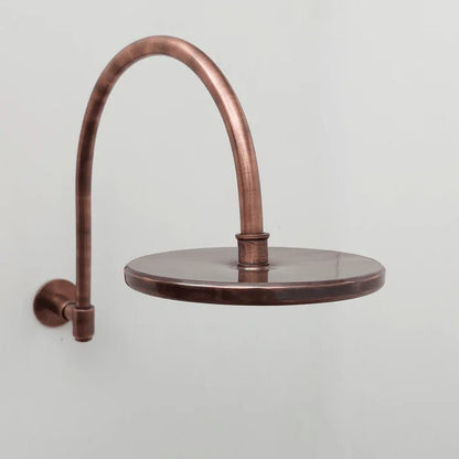 Wall Mounted Copper Shower System with Vintage Cross Handles – Handmade Brass Fixture - Brasska