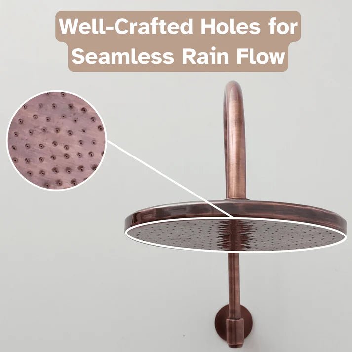 Wall Mounted Copper Shower System with Vintage Cross Handles – Handmade Brass Fixture - Brasska
