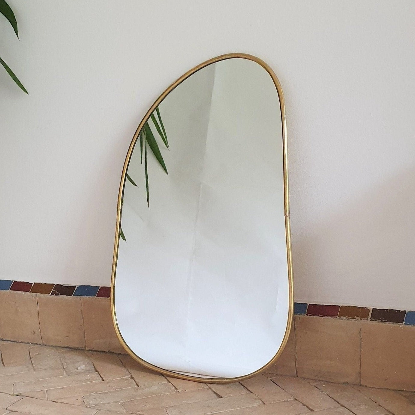 Handcrafted Unlacquered Brass Mirror Wall Hanging Vanity Mirror