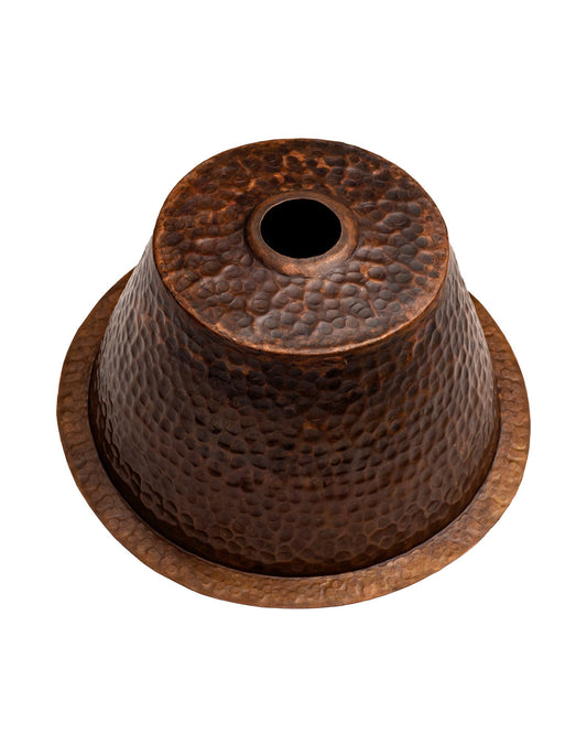 Aged Copper Round Bar Sink - Dark Brown Dropped In Sink - Hammered Finish