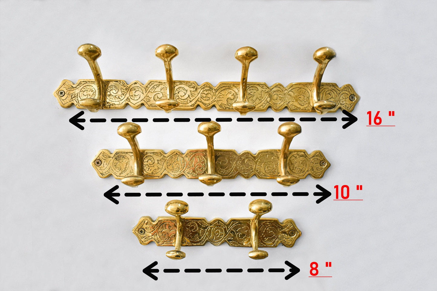 Engraved Brass Wall Hooks – Handmade Unlacquered Coat Rack Vintage Hanger