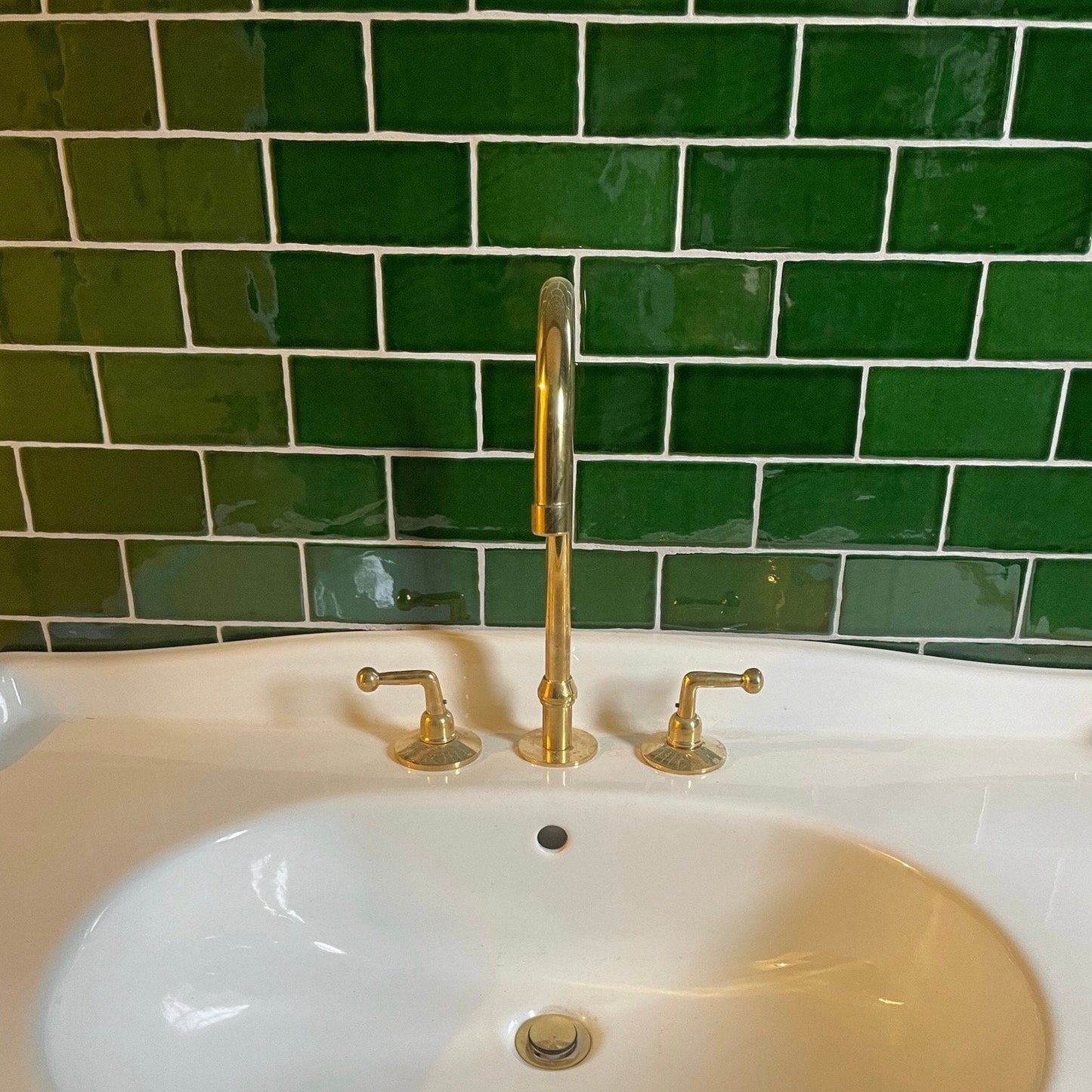 Unlacquered Brass Three Hole Vanity Faucet