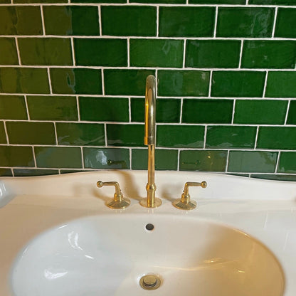 Unlacquered Brass Three Hole Vanity Faucet