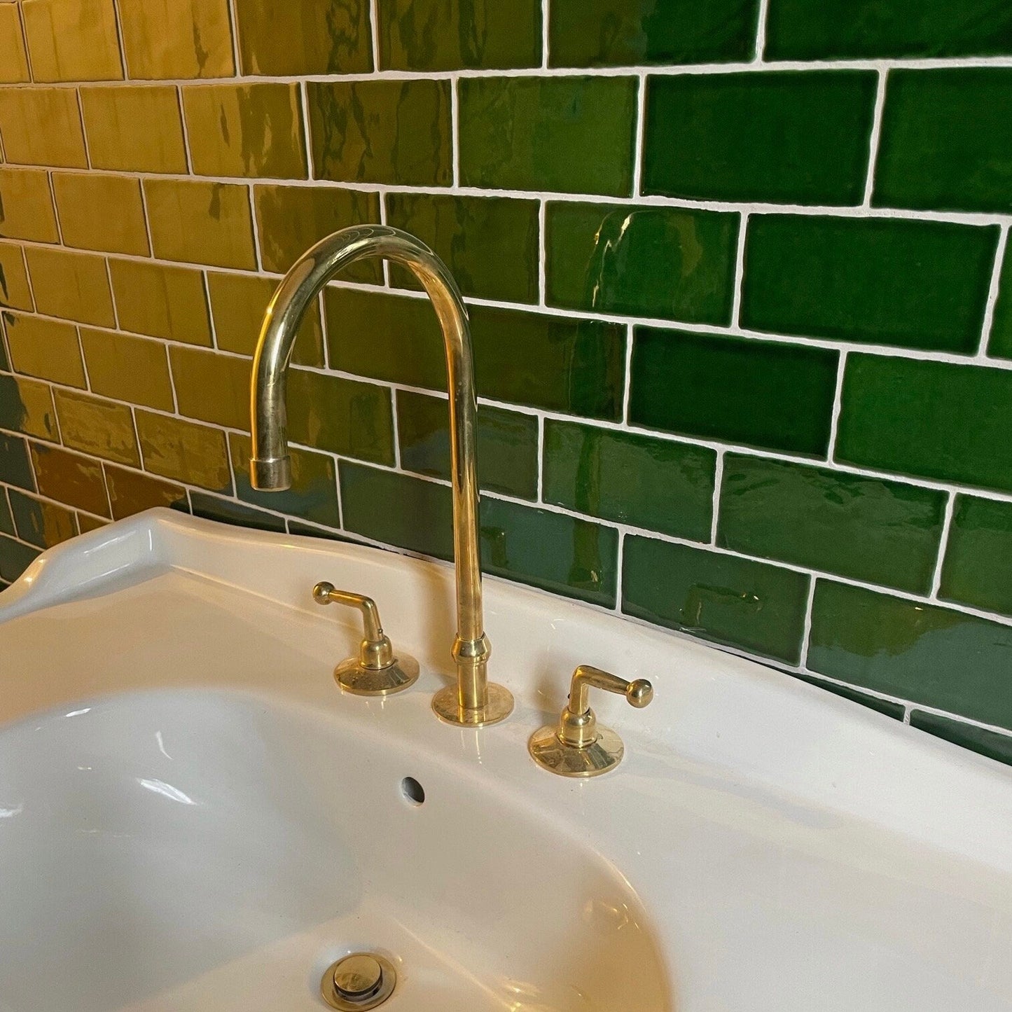 Unlacquered Brass Three Hole Vanity Faucet