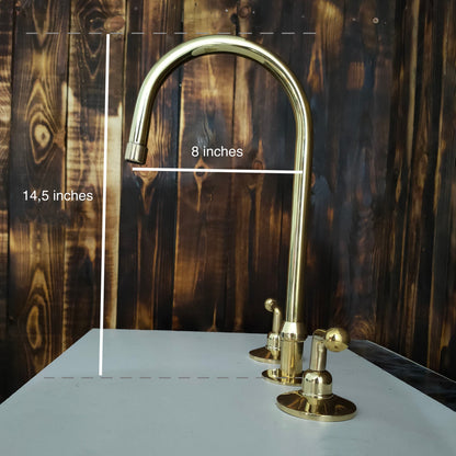 Unlacquered Brass Three Hole Vanity Faucet