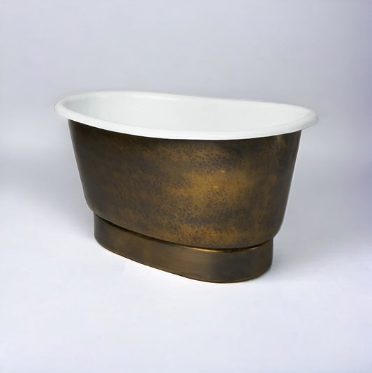 Freestanding Brass Vessel Sink – Hammered Tub Style Bathroom Basin