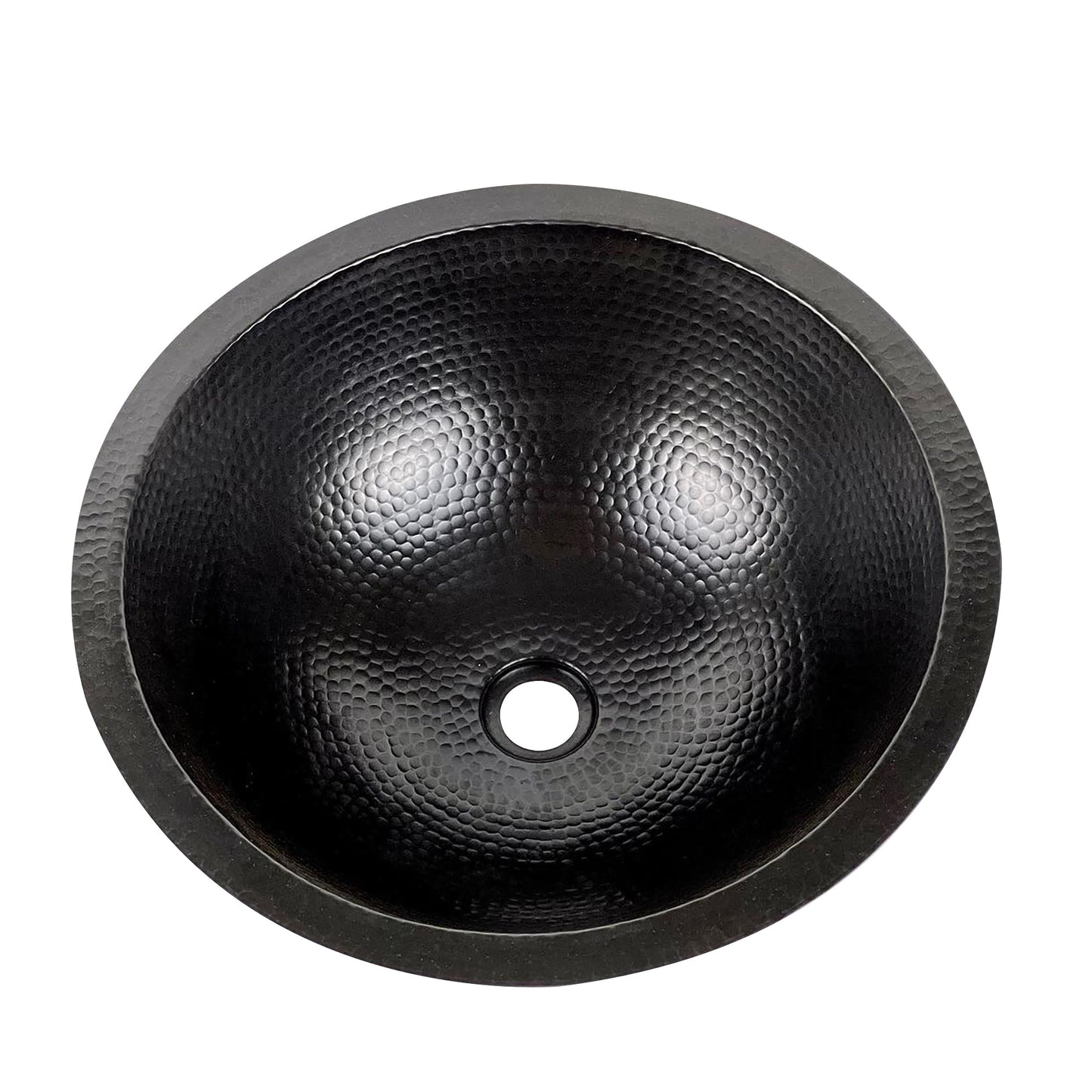 Black Hammered Copper Drop-In Sink – Round Bathroom Vanity Basin