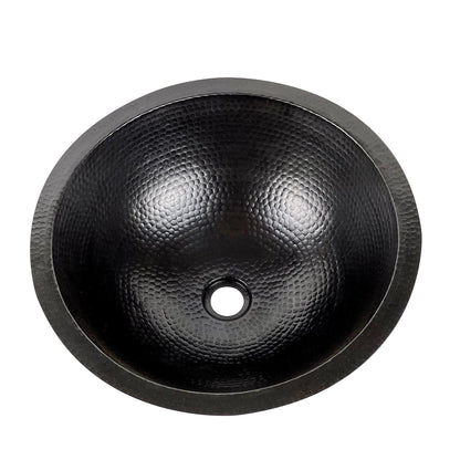 Black Hammered Copper Drop-In Sink – Round Bathroom Vanity Basin