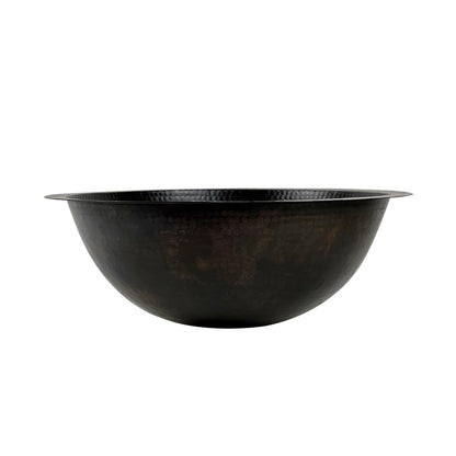 Black Hammered Copper Drop-In Sink – Round Bathroom Vanity Basin