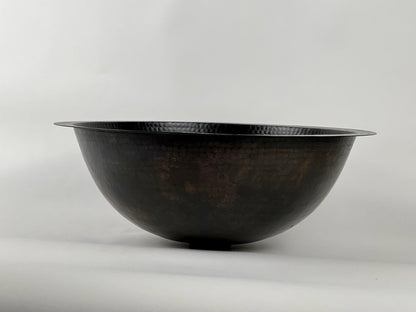 Black Hammered Copper Drop-In Sink – Round Bathroom Vanity Basin
