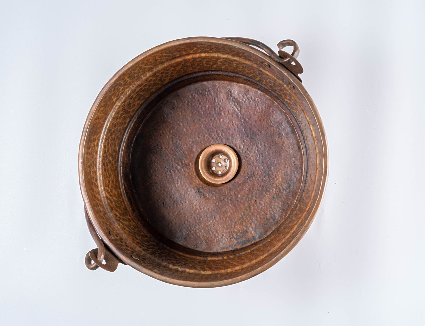 Aged Copper Hammered Bucket Bathroom Sink