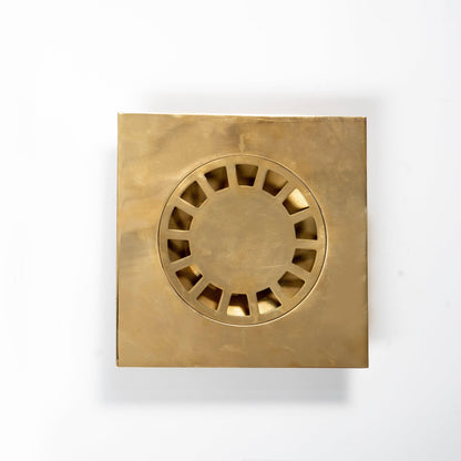 Unlacquered Brass Shower Drain – Square Floor Drain Cover with Removable Strainer