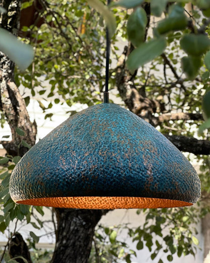 Handmade Green Patina Pendant Light - Copper Ceiling Chandelier - Zael