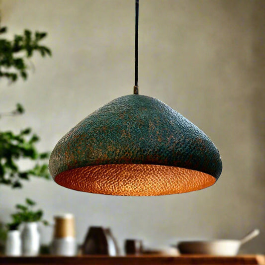 Handmade Green Patina Pendant Light - Copper Ceiling Chandelier - Zael